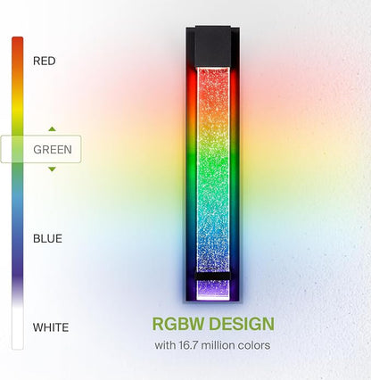 ASD LED 24" Bubble Glass Wall Light Fixture, Outdoor & Indoor Seeded Sconce | RGBW, Smart, Waterproof, ETL Listed | 9W 250LM 3000-5000K 100-277V | Exterior Lantern, Porch Lighting | Black