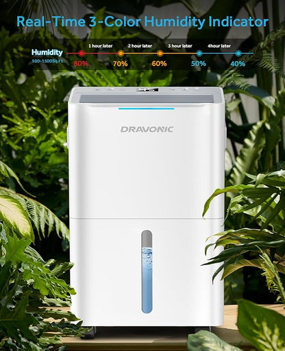 21 Pints Dehumidifier for Basement, 1500 Sq. Ft Dehumidifiers for Home with Drain Hose, Quiet Smart Humidity Control for Bedroom Bathroom with Auto Shut Off, 24H Timer (White)