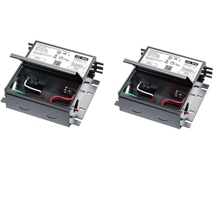 (2 Pieces) 60W Dimmable LED Driver 12V with Junction Box,Triac ELV/MLV LED Transformer Compatible with Lutron&Leviton Switches,Dimmable Power Supply for Indoor/Outdoor Lights,UL&FCC-Listed