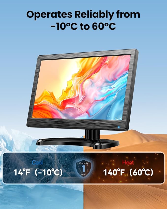 Eyoyo CCTV Monitor 12 Inch Small Computer Monitors 1920x1080P Mini LED Display with HDMI VGA AV BNC USB Ports IPS Screen Security Monitor Built in Speaker for Home Office