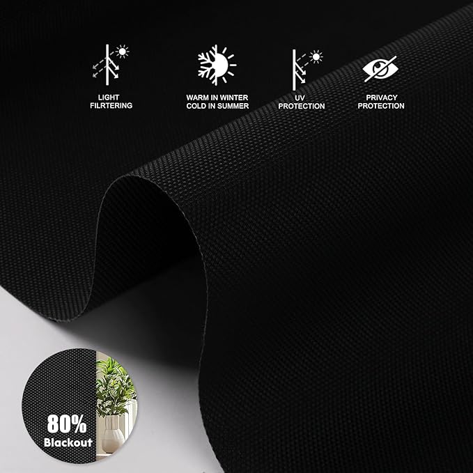 Motorized Blinds with Remote [Light Filtering] Smart Blinds Compatible with Alexa Google HomeKit, 80% Blackout Automatic Roller Shades for Indoor Windows, Customized Size, Mesh Black
