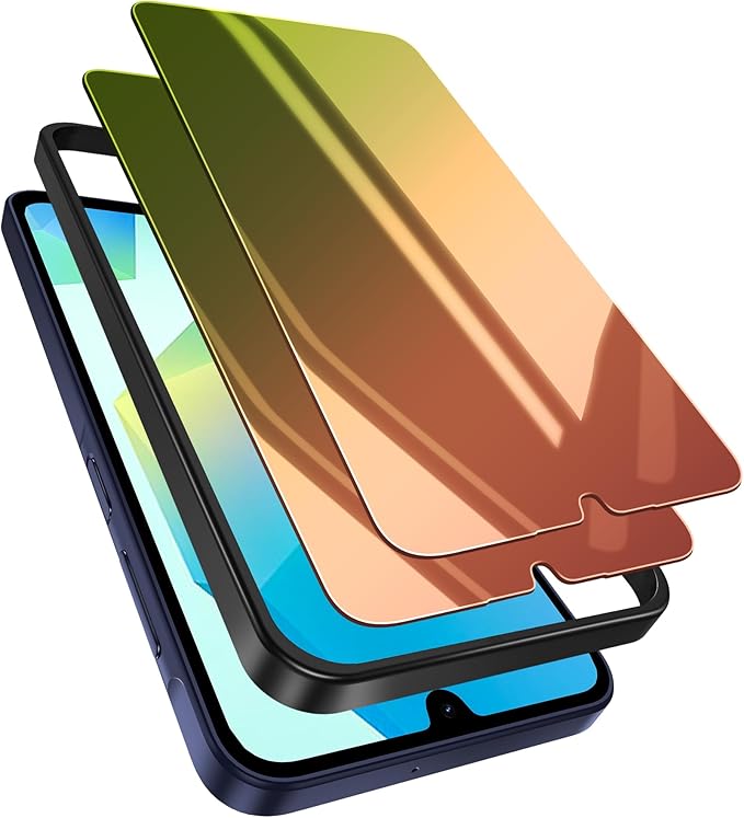 2 Pack for Samsung Galaxy A16 / A17 5G Privacy Screen Protector Glass, Red to Green Gradient, Anti-Spy Anti-Blue Light Anti-Scratch No Bubble Case Friendly Easy Installation
