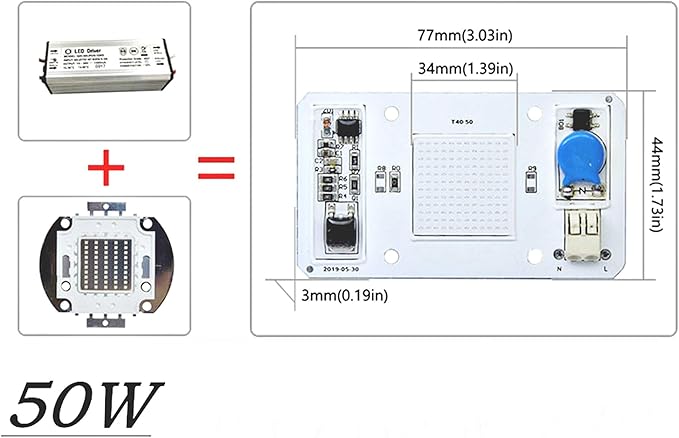 50W Driverless Solderless LED Chip Integrated Smart IC DIY (Red 620-625NM)