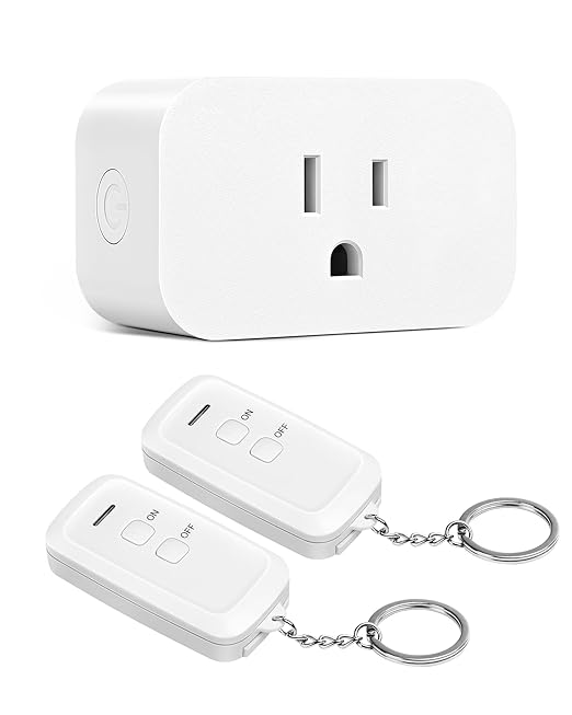 DEWENWILS Remote Control Outlet, Indoor Remote Outlet with 2 Remotes, 100FT Range, 15A/1875W, Remote Outlet Switch for Lights/Fans, Floor Lamp, Bedside Lamp