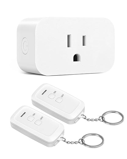 DEWENWILS Remote Control Outlet, Indoor Remote Outlet with 2 Remotes, 100FT Range, 15A/1875W, Remote Outlet Switch for Lights/Fans, Floor Lamp, Bedside Lamp