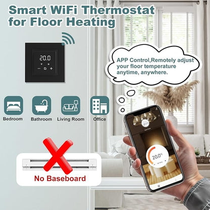 HEATIT WiFi Programmable Thermostat for Electric Floor Heating, Touchscreen