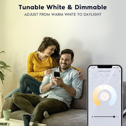 LUXRITE 4 Inch Smart LED Recessed Lighting, RGBW Color Changing, WiFi App and Voice Control, Compatible with Alexa and Google Home, No Hub Required, 10.5W 700LM, CRI 90, IC Rated, Wet Rated