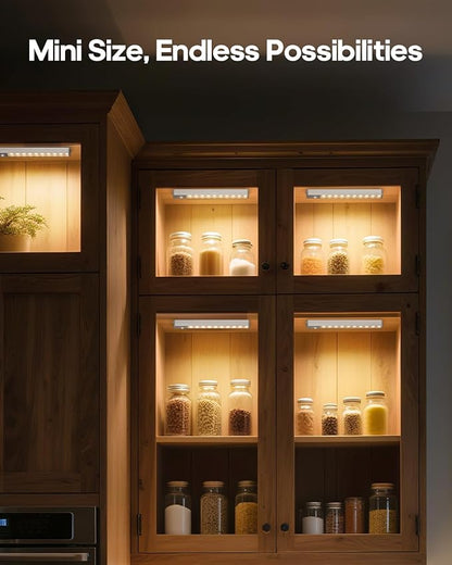 GOODEA 3 Pack Led Under Cabinet Lights Wireless, 7’’ Rechargeable Motion Sensor Light Indoor, Dimmable Closet Lights for Cabinets, Bookshelf, Stair, Hallway Warm White