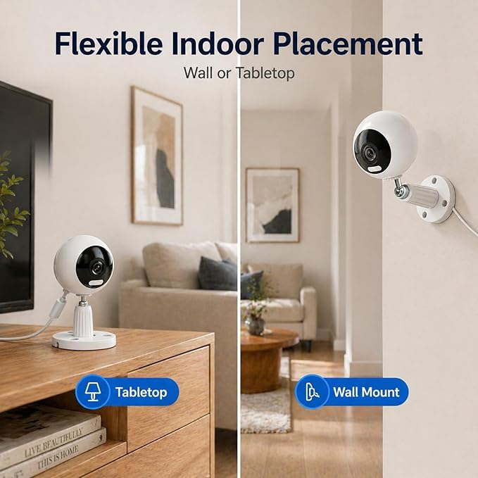 Cameras for Home Security Indoor, 3MP Indoor Security Camera, Motion Detection, Color Night Vision, 5G/2.4G WiFi, 2-Way Audio, Plug-in, SD/Cloud Storage, Baby Monitor, Pet Camera (2 Pack)