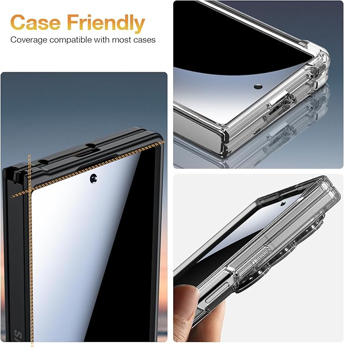 Asstar 2 Pack Samsung Galaxy Z Fold 7 Privacy Screen Protector, 9H Hardness Tempered Glass Front Privacy Screen Protector for Samsung Galaxy Z Fold 7 with Alignment Frame, Anti-Scratch Case Friendly Accessories Bubble Free