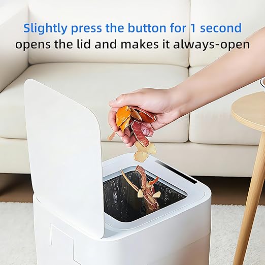 4.5 Gallon Smart Self-Sealing & Self-Changing Trash Can, 17L Automatic Motion Sensor Garbage Bin with Lid, Touchless Electric Wastebasket for Bathroom, Bedroom, and Office - White
