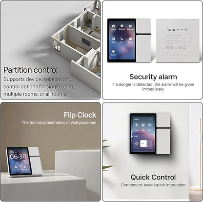 3.5 Inch Smart Home Control Panel with 3 Gang Relay Touchscreen and 3 Button, All-in-One APP Control Home Devices Switch Wall Mount Smart Panel, Built-in IR&Voice Assistant - White