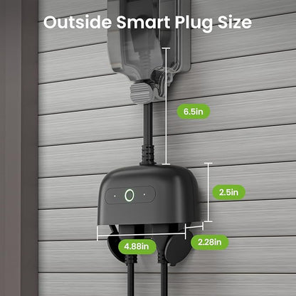 GHome Smart Outdoor Smart Plug, Smart Home Wi-Fi Outlet with 2 Sockets, IP64-Rated with Weather-Resistant Covers, Works with Alexa, Google Home & SmartThings, No Hub Required