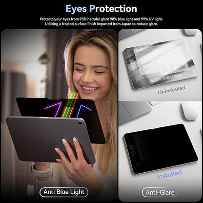 Privacy Screen Protector Compatible With iPad Air 13 Inch 2024-2026 (M2/M3/M4, 6th/7th/8th Gen), Anti Glare Blue Light Spy Filter Private, High Sensitive Bubble-Free Easy Install Black Security Screen Shield