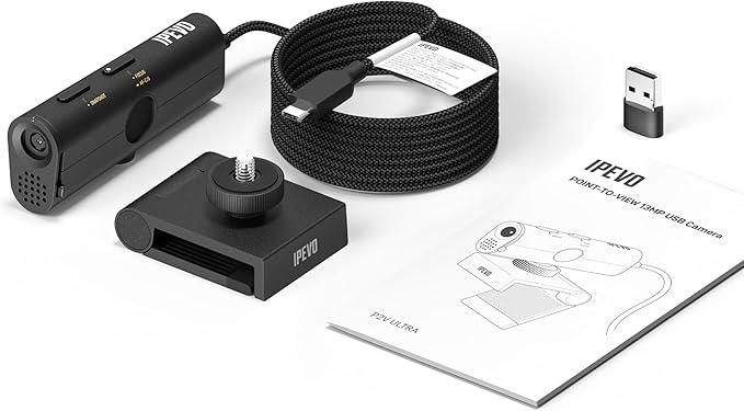 IPEVO VurboCam 4K Vurbo.ai-Powered Webcam, Ultra HD 13MP USB Camera for PC/Mac, AI Meeting Notes, Real-Time Translation, Noise Reduction Mic, Plug-and-Play for Zoom, Teams