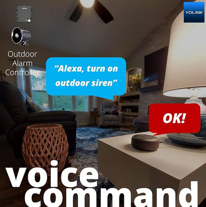 YoLink Outdoor Security Siren & Smart Alarm Controller Kit - Loud 110 dB, Wireless, Battery-Powered, 1/4 Mile Range, Android-iOS App, Alexa, Google, IFTTT, Home Assistant, Hub Required!