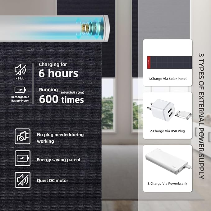 Motorized Blinds Roller Shade with Remote: Canisteo Automatic Smart Blind for Windows 100% Blackout, Electric Blinds Compatible with Alexa/Google Home/Apple Homekit, Customized Size,Noir Black
