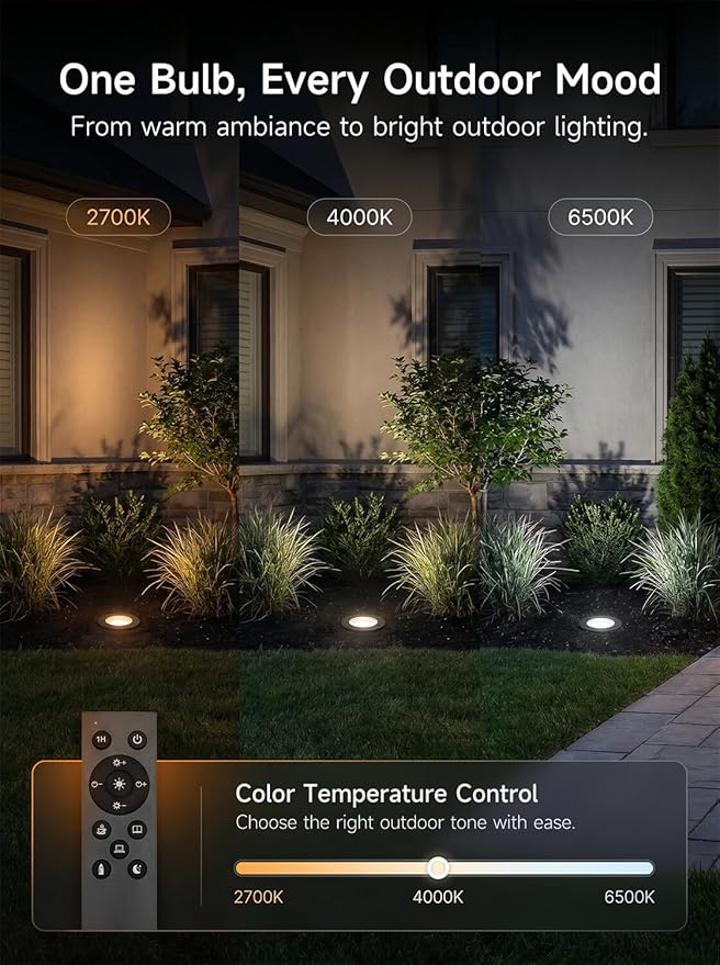 Gardenreet MR16 LED Light Bulb, 5W Tunable White 2700K-6500K with Remote, Dimmable Halogen Replacement for Enclosed Outdoor Landscape Spotlights, GU5.3 Bi-Pin 12V Low Voltage, 450LM 45° Beam, 6 Pack