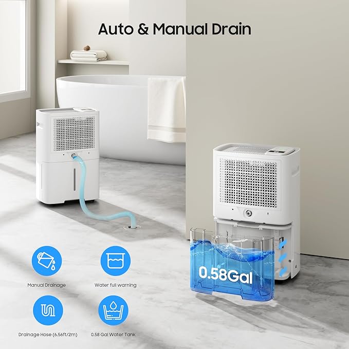 4500 Sq.Ft Dehumidifier for Basement with Drain Hose, ANDTE 52 Pints Smart Compressor Dehumidifiers for Home Large Room, Bathroom, Intelligent Humidity Control, Touch Control Panel, Auto Defrost