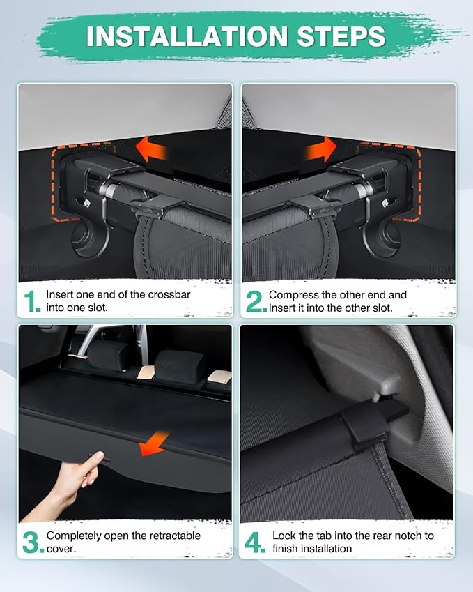 Powerty Retractable Cargo Cover for 2014-2018 Subaru Forester(Manual Tailgate)-Canvas Texture Trunk Cover Privacy Screen Rear Security Shade for Forester Accessories (Not for Electric Tailgate)