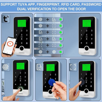 Waterproof Smart Home Security Systems Fingerprint,Password,Tuya Remote Unlock,IC Keychain Multiple Methods，with Door Switch,Power Supply DC 12V,(Electric Lock)