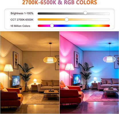 E12 LED Bulb, Smart Bluetooth RGB Light Bulb with Remote & APP Control, AC 120V,4W 400LM,2700K-6500K Dimmable White,16 Million Colors,Brightness 1-100%,Timing & Music Mode (3 Pack with Remote Control)