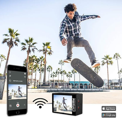 REMALI CaptureCam 4K60FPS Waterproof Action Camera 21-Piece Complete Kit and 3 Batteries — Amazing Family Sports Camera That Captures Best Moments — Great for Baseball, Fishing & Travel Adventures