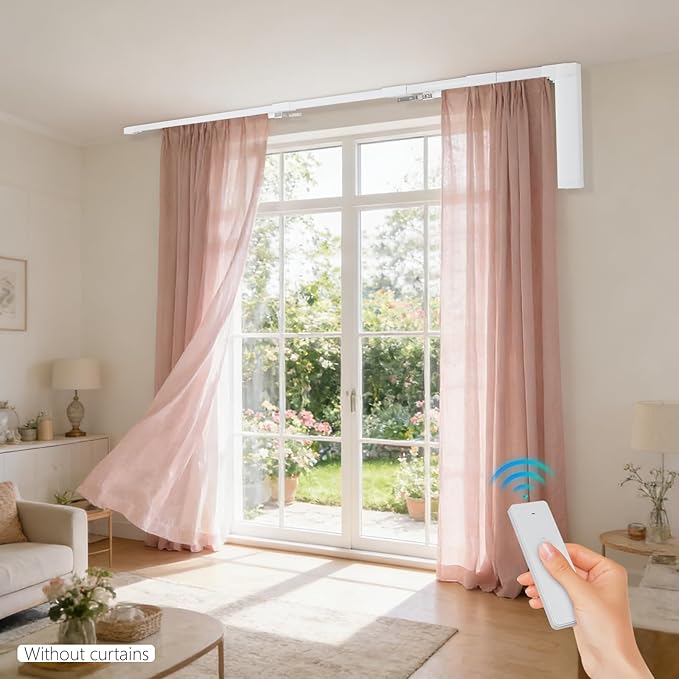 Electric Curtain Track, Retractable Motorized Curtains Rod From 7-20ft, Automatic Curtain Opener with Smart/Manual Control, Smart Curtains System for I-Rrail and U-Rail (For 7-20ft)