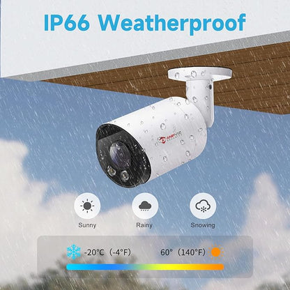 Anpviz 5MP Bullet POE IP Camera, 2.8mm Lens Security PoE IP Camera for Outdoor Indoor, Built in Mic, Human & Motion Detection, 100ft IR Night Vision, Up to 512GB MicroSD Slot, IPC-B850WD-S(U Series)