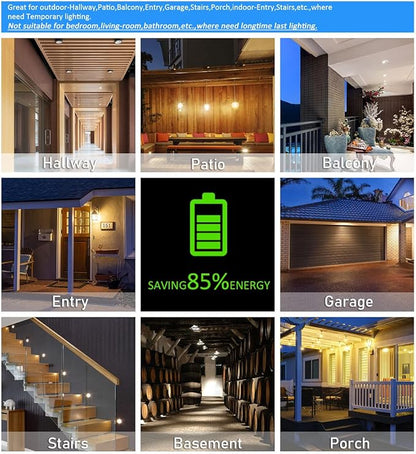 LED Motion Sensor Light Bulbs-Dusk to Dawn Sensor Light Bulbs,Bult-in Motion Detector LED Smart Light Bulbs,Auto on/Off for Outdoor&Indoor,7W(60W Equivalent),E26 Base,(2 Pack)
