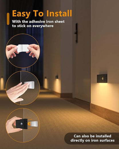 WILLED Stair Lights Indoor, Warm White Rechargeable Night Light, Wireless Motion Sensor Light Indoor for Stairs, Hallway, Stairway, Bathroom, Bedroom, Kitchen, 10 Pack