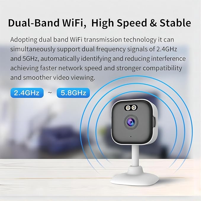 EVERSECU 5Ghz WiFi Camera 2K, Indoor Home Security Cameras for Baby/Elder/Dog/Pet Camera with Phone app,24/7 SD Card Storage, Compatible with Alexa, Supports RTSP&ONVIF