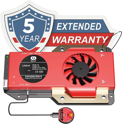 DALY BMS 12V 4S 250A LiFePO4 - Smart Bluetooth Battery Protection Board for 12 Volt Lithium Battery Pack RV Campers Boating Overlanding Home Energy