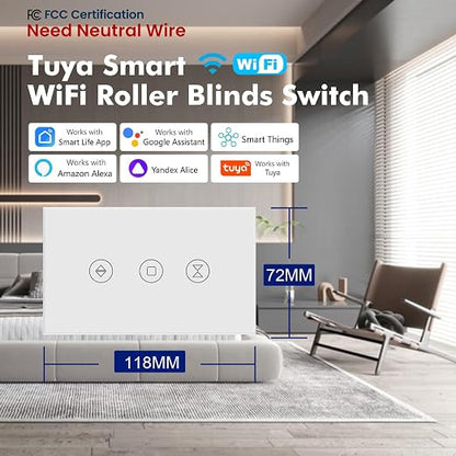 Smart Roller Shutter Switch,Need Neutral Wire,White