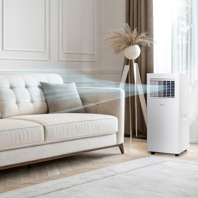 TCL H6P44W 6,000 BTU Smart Portable Air Conditioner, Fan & Dehumidifier, 250 Sq. Ft, Ultra-Compact Design, Remote Control, Compatible with Alexa/Google Assistant, Install Kit Included, White