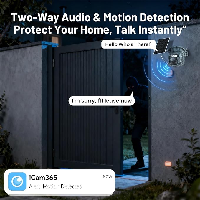4G LTE Solar Cellular Security Camera Outdoor, Battery Power, No WiFi Wireless Camera with SIM Card Subscription Plan, 2 Way Talk, 355° View, 2K Vision, PIR Motion Sensor, Farm (Camouflage)