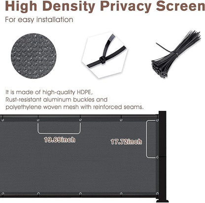 Sunny Guard Customized 3.3'x34' Dark Gray Balcony Privacy Screen,90% Shade Apartments Fence Cover,Heavy Duty Mesh Windscreen for Deck,Outdoor,Backyard,Patio