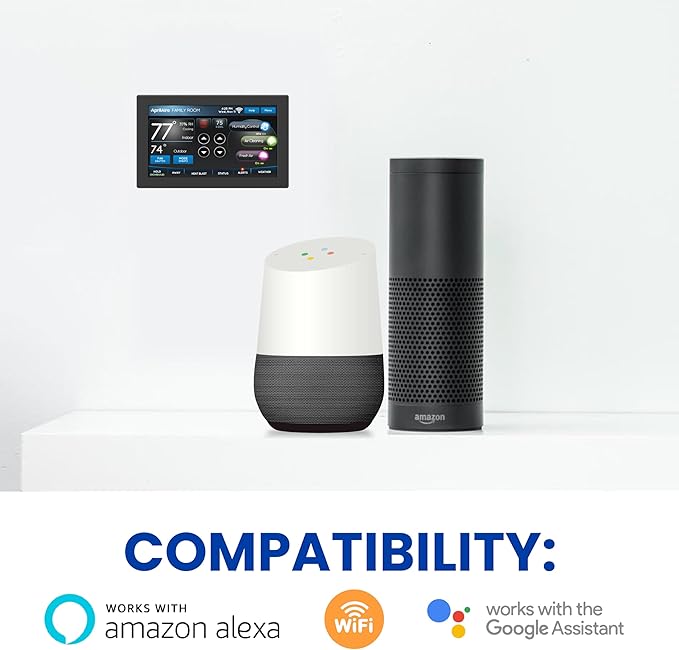 AprilAire 8920W Wi-Fi Programmable Color Touchscreen Thermostat with IAQ Control; Amazon Alexa and Google Assistant Compatible