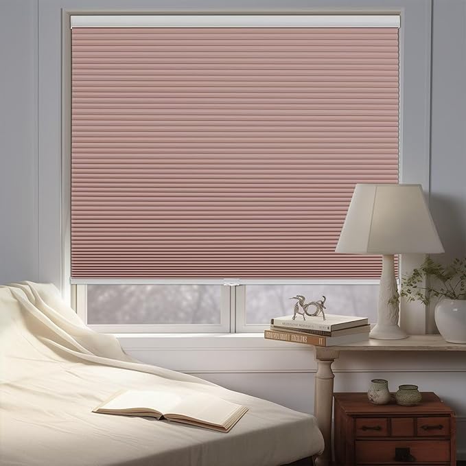 Changshade Cellular Shades Blackout Cordless Custom Size, Honeycomb Indoor Window Blinds Room Darkening 1.5 inch Cell Pleated Easy to Install for Home, Office, Bedroom, Nursey, Pink