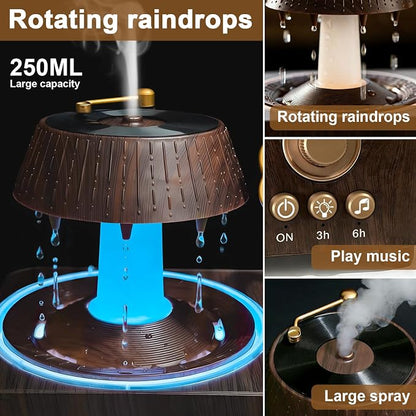 Morbou Raindrop Aroma Diffuser Room Humidifier with White Noise, 7-Color Air Mist Essential Oil Diffuser Sleep Sounds Aroma Rain Drop, with Remote Control (Brown)