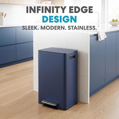 SIMPLI-MAGIC 13 Gallon / 50L Step Trash Can, Infinity Edge, Blue