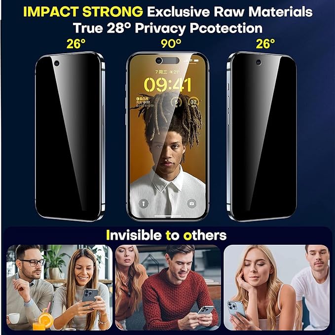 ImpactStrong Anti-Spy Privacy Screen Protector for iPhone 17 Air (6.6-Inch), 9H Tempered Glass, Shatter-Resistant, Anti-Scratch, Easy Install Kit, Case Friendly, 2-Pack