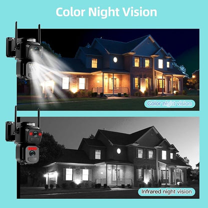 BEENOCAM 4K Dual Lens Solar Security Cameras Wireless Outdoor, 5G/2.4G WiFi 355°Pan/Tilt Cameras for Home Security with 8MP Color Night Vision, PIR Motion Detection, Auto Tracking
