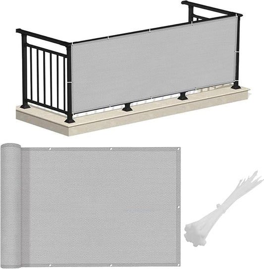 LOVE STORY 3'x16' Gray Balcony Screen Privacy Fence Cover (HDPE) UV Protection Weather-Resistant 3 FT Height Shield for Deck, Patio, Backyard, Outdoor Pool, Porch, Railing