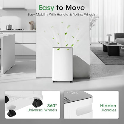 2500 sq.ft Dehumidifier for Basement, Smart APP WiFi Control,35 Pint Dehumidifiers for Home with Drain Hose, 24H Timer & Child Lock, Quiet & Eco, Ideal for Large Rooms, Bathroom, Bedroom，Pure white