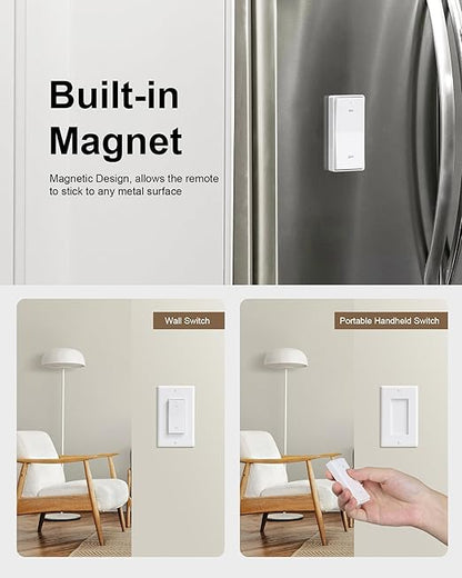 Wireless Remote Control Outlet, Decorator Rocker Wall Switch, 200FT Long Range, Mini Remote Outlet Plug, 15A/1875W High-Power for Lamps, Lights, Household Appliances(2 Switches and 1 Outlet)