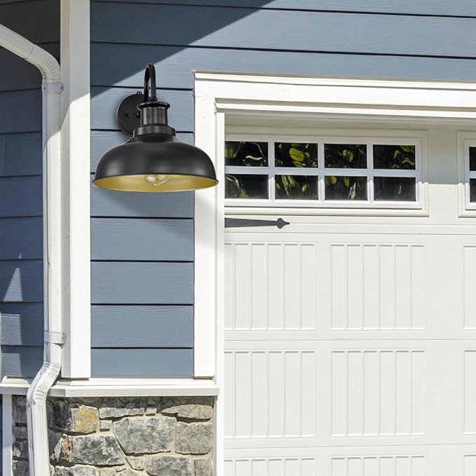 Dusk to Dawn Outdoor Barn Lights Outdoor Wall Sconces Farmhouse Exterior Wall Mount Light Vintage Outside Lighting Fixture Industrial Black Lanterns for Porch Garage Shed Patio, 4 Pack