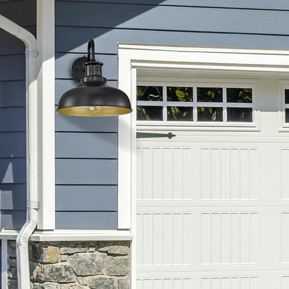 Dusk to Dawn Outdoor Barn Light, Farmhouse Outdoor Wall Sconce, Rustic Exterior Wall Mount Light, Vintage Outside Lighting Fixture Industrial Black Lantern for Porch Garage Shed,1 Pack