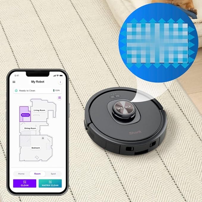 Shark RV2320S Matrix Self-Emptying Robot Vacuum with Bagless 30 Day Capacity Base, Self-Cleaning Brushroll, Precision Home Mapping and Extended Runtime, Wi-Fi, Perfect for pet Hair, Black (Renewed)