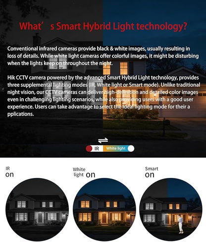 DS-2CD2383G2-LI2U/SL Hik AcuSense 4K 8MP Turret Camera,PoE IP Cameras, Smart Hybrid Light, Human/Vehicle Detection, 120dB WDR, IP67, H.265+,2.8mm, Upgrade DS-2CD2383G2-IU